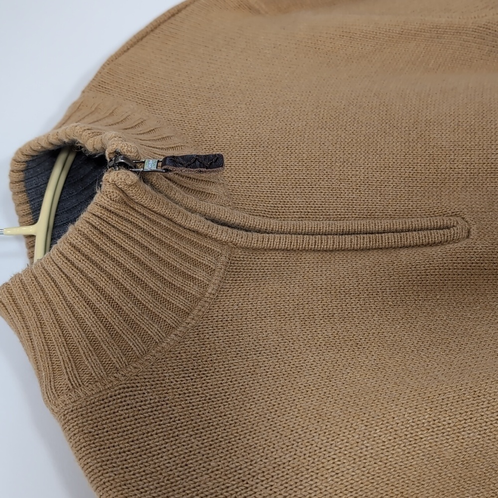 Eddie Bauer | Vintage 100% Cotton Knit Gold Mustard Quarter Zip Sweater Size M